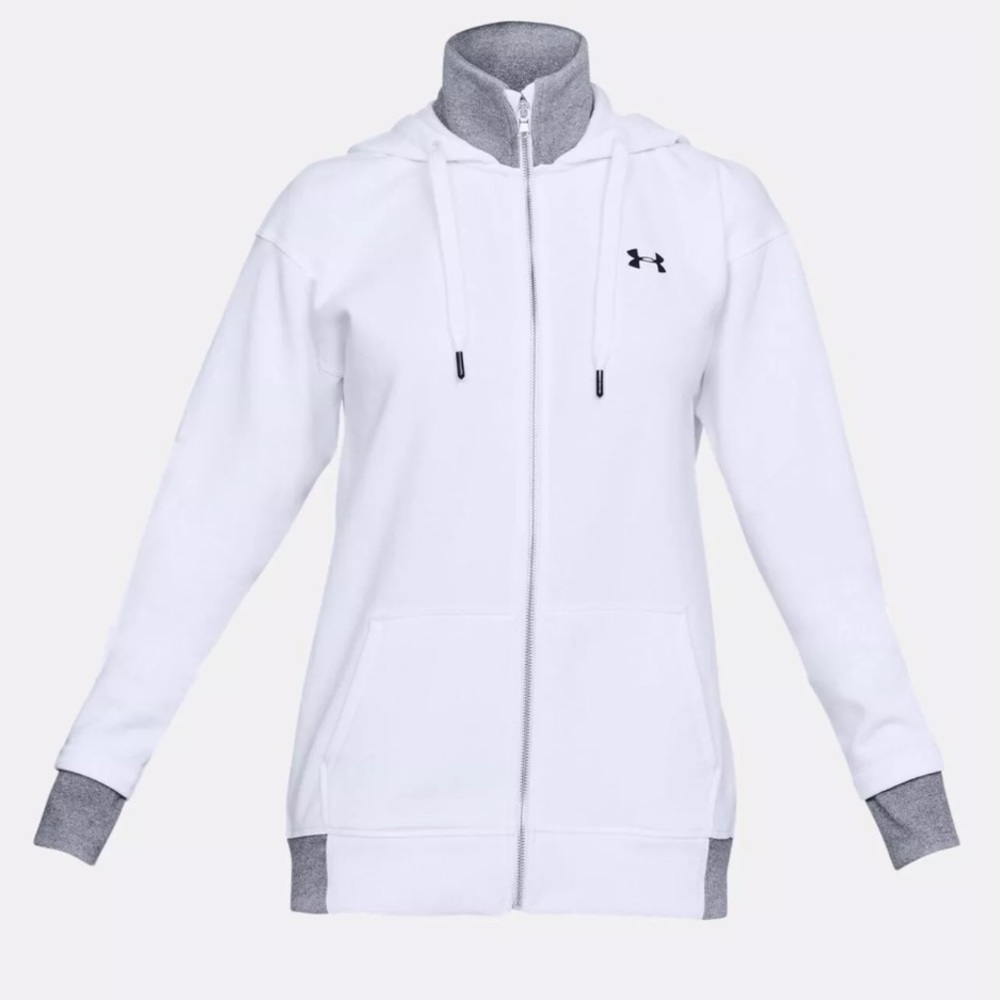New Under Armour M White Hoodie Zipper Sweatshirt - Picture 4 of 7
